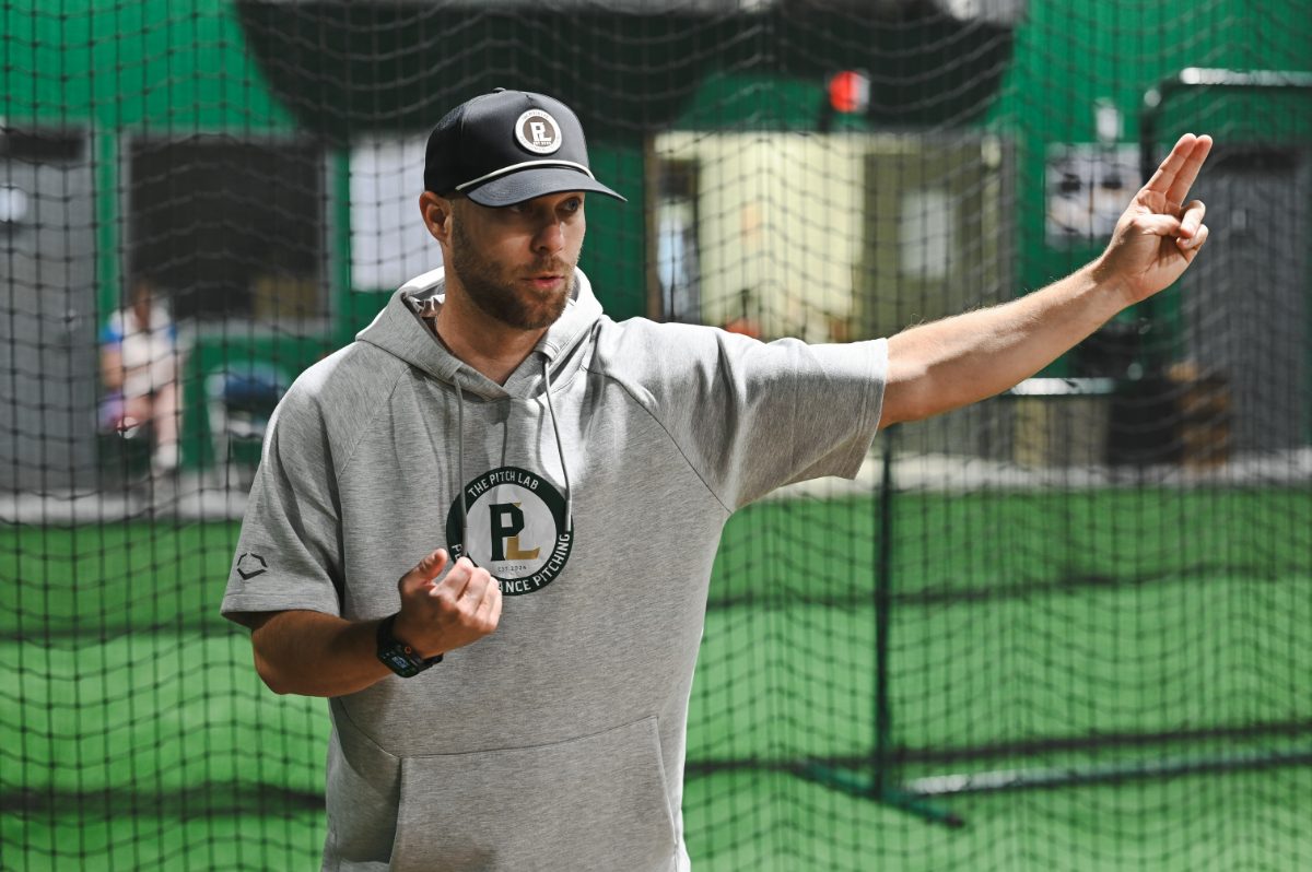 Coach Cody Stull instructing during a session at The Pitch Lab